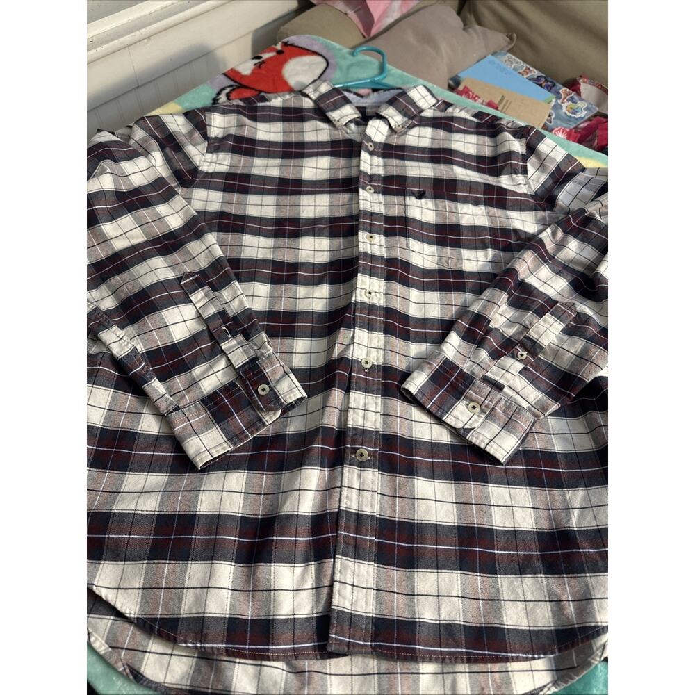 American Eagle Outfitters Men's Long Sleeve Plaid Dress Shirt Size XL Red Blue